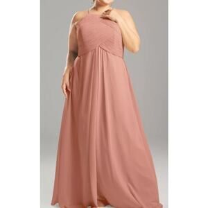 AW BRIDAL 16 2X plus Rose pink Aderes bridesmaid formal party maxi dress NEW B31